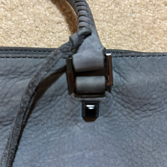 Rebecca Minkoff fringe regan Satchel Tote Suede grey blue - Picture 5 of 9